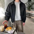 thumbnail image 4 of Maillard Vintage Men's Jacket American Style Brown Coffee Color Chamois Leather Velvet Cropped Aviation Jacket For Spring Autumn, 4 of 5