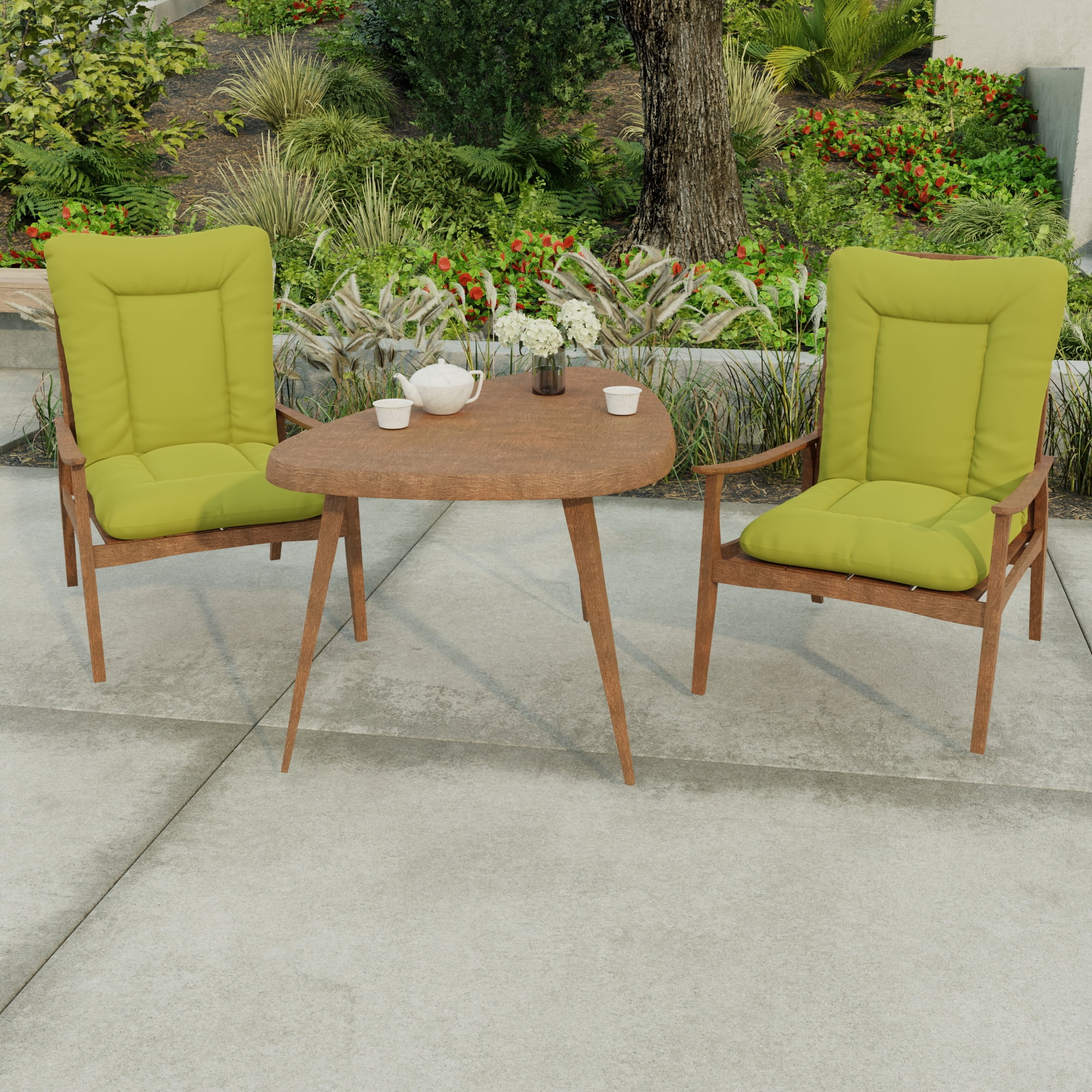 Jordan Manufacturing 38" x 21" Veranda Kiwi Green Solid Rectangular Outdoor Wrought Iron Chair Cushion with Ties and Hanger Loop
