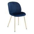 thumbnail image 3 of Upholstered Velvet Chair in Blue with gold legs Set 2, 3 of 6