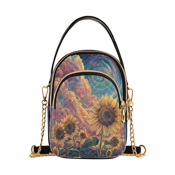 Cross Body Fashion Shoulder Waist Purse Bags Sunflowers under A Cosmic Sky Pocket Handbags