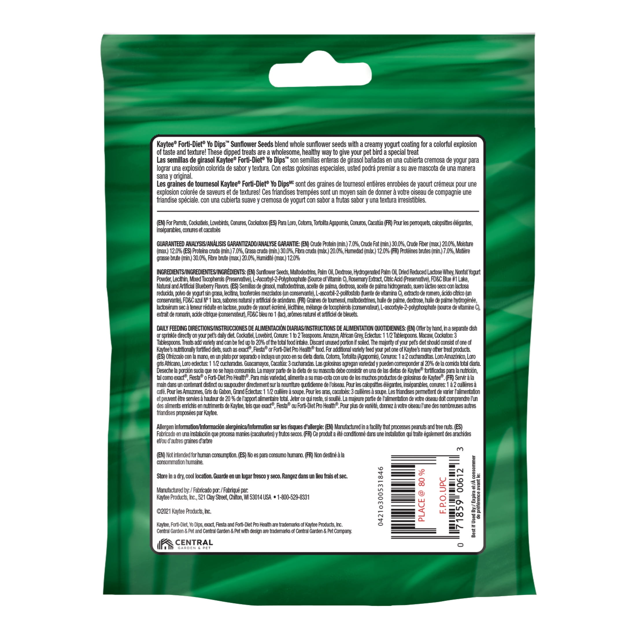 Kaytee Forti Diet Yo Dips Avian Sunflower Blueberry 2.5 oz.