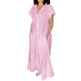 thumbnail image 2 of OSFVNOXV Womens Maxi Dresses Summer 2025 ,Plus Size Linen Dress Cotton Nightgown for Women,Button Down Lightweight Long Shirt Dresses with Pockets, 2 of 8