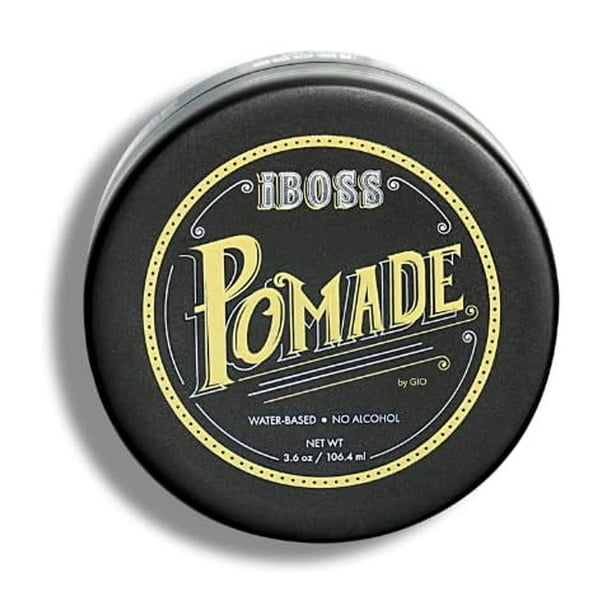 Rev320 iBOSS Pomada a base de agua para hombres Fijación fuerte y brillo resbaladizo Sin alcohol, sulfatos ni parabenos 3.6 oz Pomada para el cabello vegana y sin crueldad para hombres