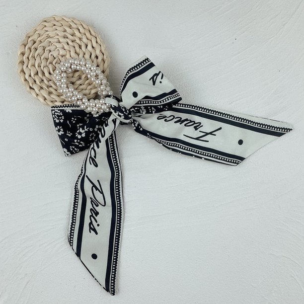 Banda para el cabello con perlas, lazo con estampado decorativo tridimensional, cinta para el cabello, banda elástica para el cabello, accesorios para el cabello