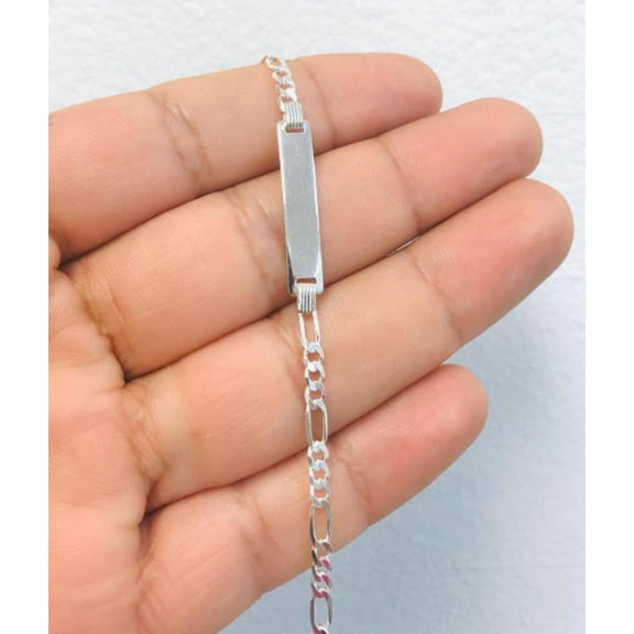 Baby ID Bracelet 5.5" 3mm 3g / 925 Sterling Silver Baby ID Bracelet Figaro Kids Jewelry / ID Bracelet For Baby / Figaro Link Bracelet / Pulsera para Ninos
