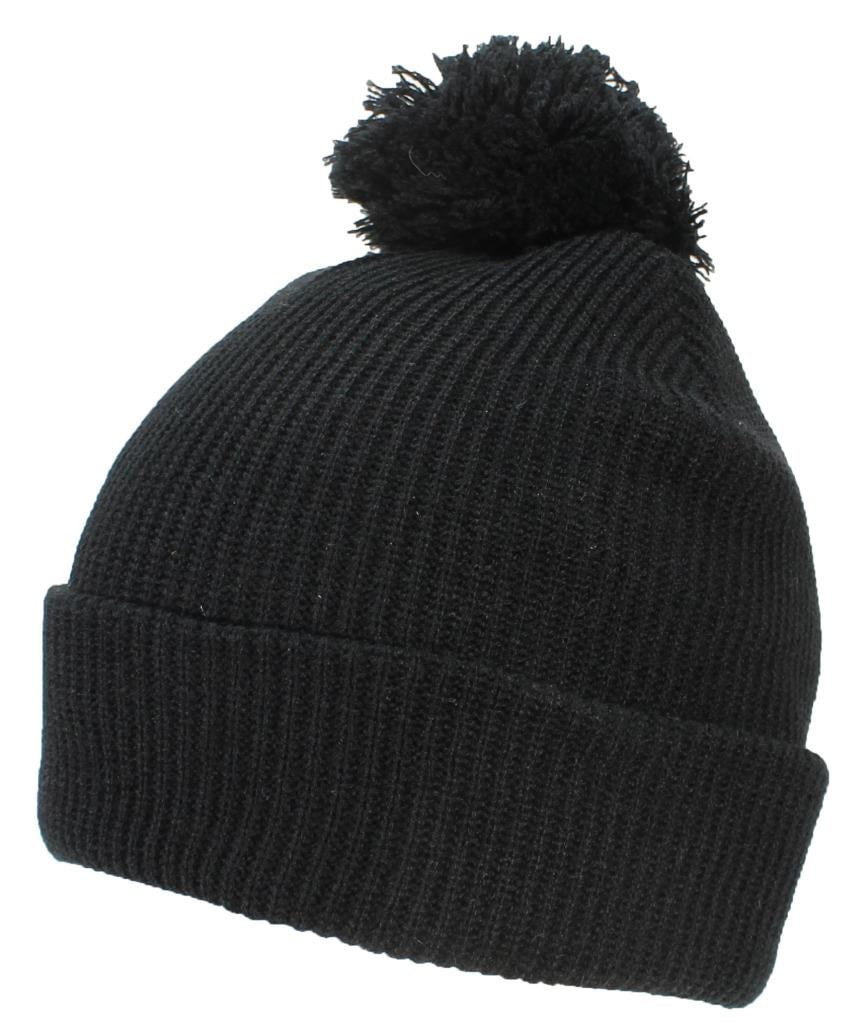 Best Winter Hats Quality Rib Knit Solid Color Cuffed Hat W/Pom Pom ...