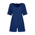thumbnail image 3 of ZEHJUHAN Women's Solid Color Casual Chic V-Neck Romper - Short Sleeve Jumpsuit with Pockets for Summer Dark Blue，S, 3 of 17