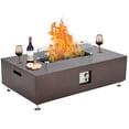 thumbnail image 3 of 36 Inch Propane Fire Pit Table, Outdoor Gas Fire Pit for Patio with 50,000 BTU, Large Rectangular Fire Table Coffee Dining Bar Table, Firepit for Outside Deck Backyard,Bronze, 3 of 9