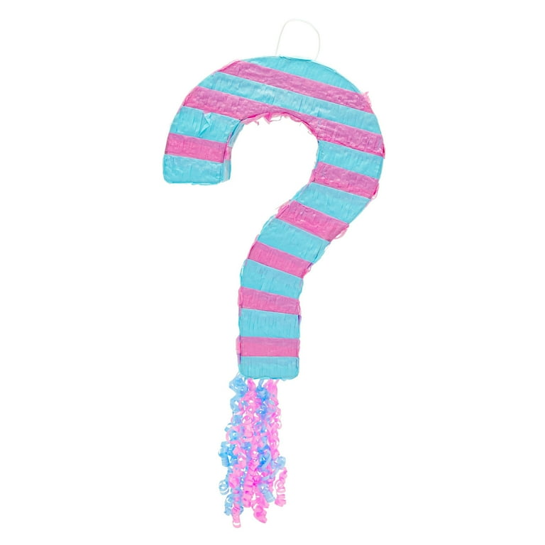 Pull String Gender Reveal Question Mark Pinata, Boy Or Girl, 49 OFF