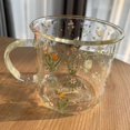 thumbnail image 1 of destyer Large Clear Printed Glass Cup Large Capacity for Tea Oats Hot Beverage 360ml, 1 of 9