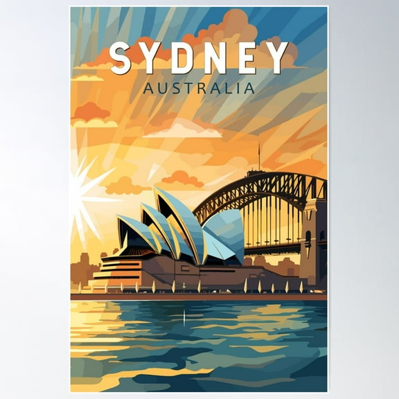 Sydney Australia Travel Art Vintage Poster Wall Art, Modern Wall Decor For Living Room Bedroom, 8x12 UNFRAMED