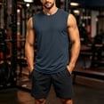 thumbnail image 2 of StSilkitty Men's 2 Piece Outfits Solid Color Sleeveless Crewneck Tank Tops and Shorts Set Summer Gym Running Tracksuits, 2 of 9