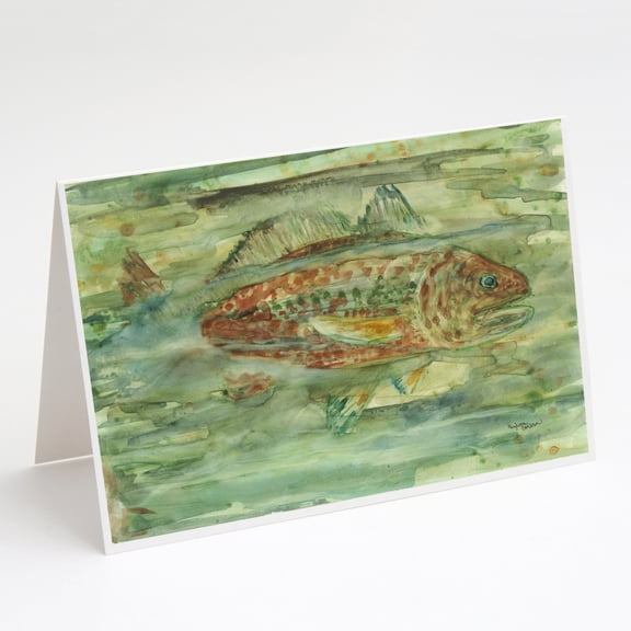 Caroline's Treasures Abstract Fish Greeting Cards with Envelopes, 5" x 7" (8 Count)