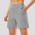 thumbnail image 2 of vigerkar High-Waisted Athletic Shorts for Women - 6" Inseam with Pockets, Soft Fabric for Running, Walking & Yoga (Grey, M), 2 of 8