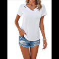thumbnail image 2 of Tops con Escote en V y para Mujer, Camisetas de Verano, Camisetas Informales Lisas de Corta, Camisetas Blancas S, 2 of 10