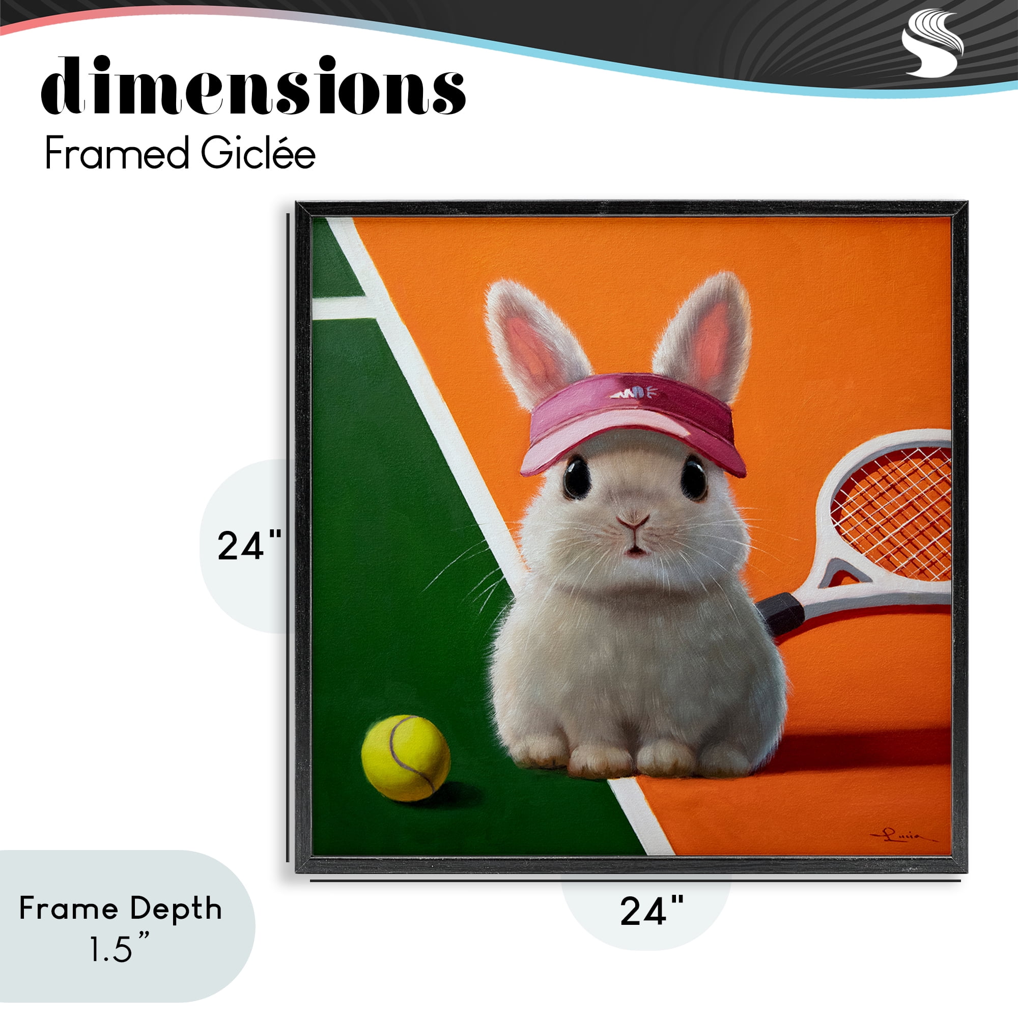 Stupell Industries Match Ready Tennis Bunny Black Framed Giclee Art, design by Lucia Heffernan