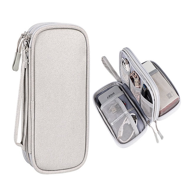 FloreceBien Bolsa para cables, bolsa para dispositivos electrónicos, organizador de accesorios electrónicos, organizador de cables portátil, bolsa doble para cables para accesorios electrónicos,