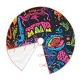 thumbnail image 2 of Kdxio Neon Graffiti Urban Art Print Christmas Tree Skirt Christmas Xmas Tree Skirts Mat for New Year Holiday Christmas Party Decorations-30", 2 of 7