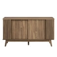 thumbnail image 4 of Console Entry Table Sideboard Cabinet, Walnut, Wood, Mid Century Living Lounge Cafe Lobby Hospitality Restaurant, Modern Contemporary HB34652, 4 of 12