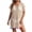 Beige, variant on CHUMUD Beach Cover Ups for Women Mesh Swim Cover-Up Dress with Rainbow Tassel Hem V-Neck Short Sleeve Tunic Vacation