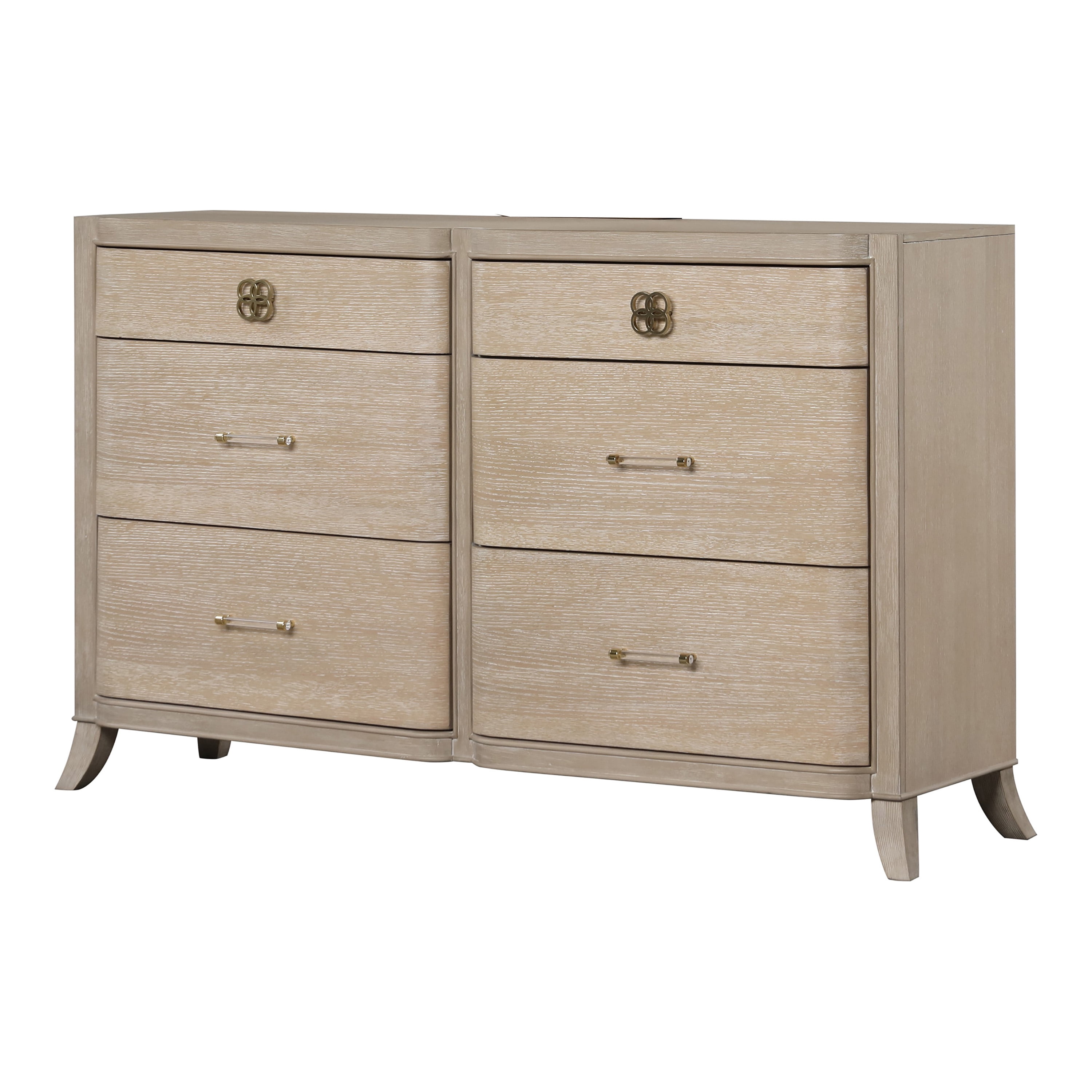 Furniture of America Enmi 6-Drawer Solid Wood Adult Bedroom Dresser, Natural Oak