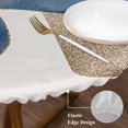 thumbnail image 4 of Round Fitted Tablecloths with Elastic Edge Minimalist Blue Khaki Color Block Oil-Proof Waterproof Wipeable Table Cover for Kitchen Dining Party Decor Abstract Geometric Stripe Table Clothes,45" - 54", 4 of 9