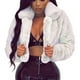 thumbnail image 2 of ICHUANYI Clearance Women Coat Fluffys Fleece Turn-down Collar Faux Furs Top Short Loose Coat(White, M) ICHUANYI WER2023080811667, 2 of 7