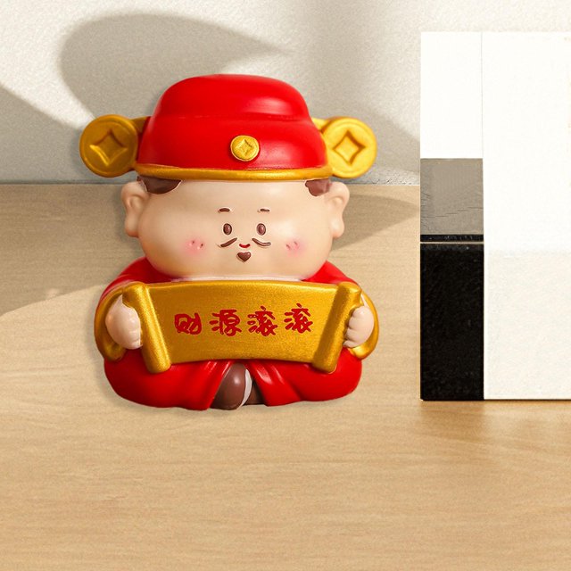Estatua del dios chino de la riqueza del pequeño Cai Shen, regalo, figura del dios de , escultura en miniatura para oficina, tienda, fiesta Estilo C