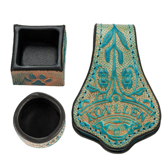 KONLLEN Billiard Chalk Holder with Square and Round Leather Engraved Magnetic Support for Pool Cue Snooker Silent Billiard Accessories