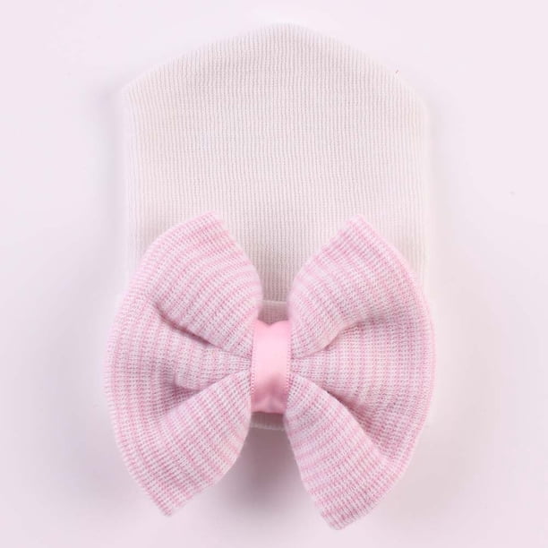 Gorro de bebé de algodón peinado con lazo grande, gorro para bebé recién nacido, rango de edad versátil, elementos de moda