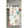 thumbnail image 3 of Ambesonne Narwhal Quilted Bedspread Set 2 Pcs, Colorful Rainbow Animal, Twin Size, Multicolor, 3 of 3