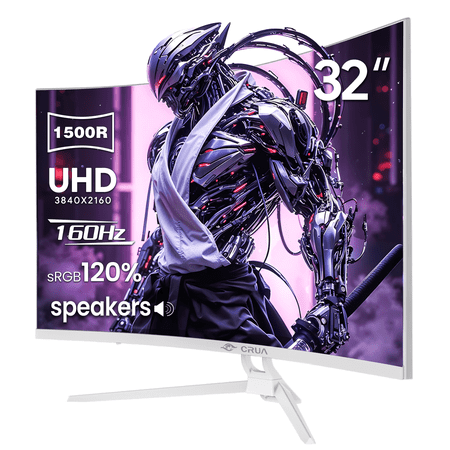 CRUA 32 Inch 4K Curved Gaming Monitor, UHD(3840 * 2160P) 160Hz Monitors, 1500R, Computer Monitor Support FreeSync, 99% sRGB, 1.07B Color Depth, with HDMI /DP and Built-in Speaker, Support Wall Mount-