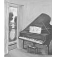 thumbnail image 2 of Stevens, Allayn 12x13 Gold Ornate Wood Framed with Double Matting Museum Art Print Titled - Piano -2 BW, 2 of 4