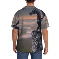 thumbnail image 7 of Balery Black Dragon Cliff Dawn Men's Casual Button Down Shirt Short Sleeve Textured Summer Cuban Beach Shirts-Medium, 7 of 7