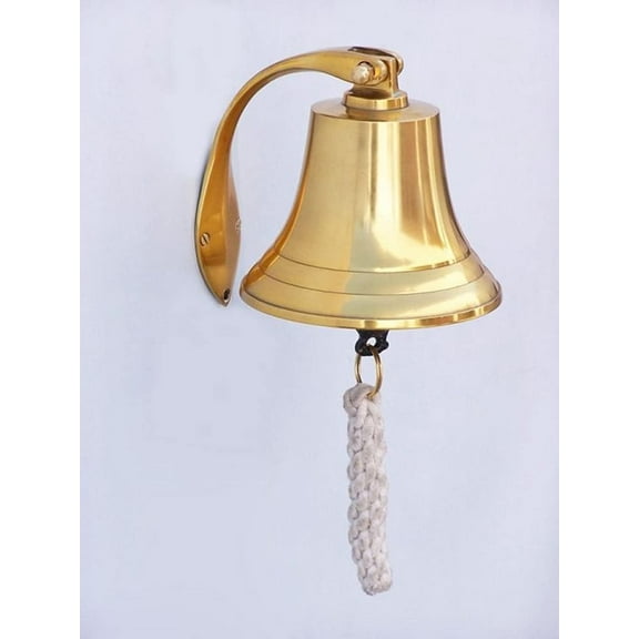 Hampton Nautical 3xglass-101 Brass Plated Hanging Harbor Bell 5.5" Nautical Home Decoration, 5 inch,BL2021-7B
