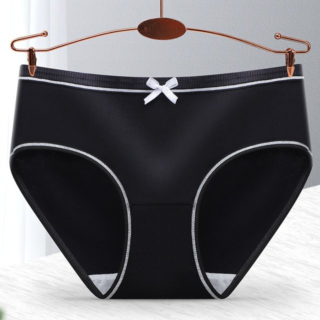 Mujer hilo raya algodón inferior mediados cintura calzoncillos Gao Jiahui unisex