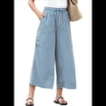thumbnail image 2 of Pantalones Anchos de Verano para Mujer, Cómodos, Color Azul , Talla S, 2 of 7