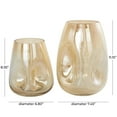 thumbnail image 3 of DecMode 11", 8"H Abstract Concaved Iridescent Gold Glass Vase, Set of 2, 3 of 12