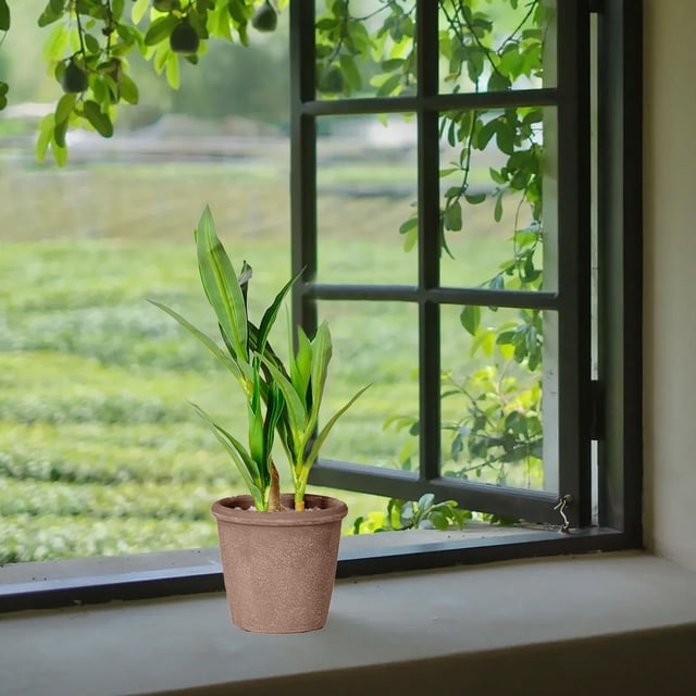Decoración en maceta de planta verde artificial | Planta falsa realista para el vestíbulo del hotel de la oficina en casa | Material plástico | Textura de hoja realista | Bajo mantenimiento