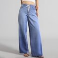 thumbnail image 2 of Baggy Jeans for Woman Plus Size High Waist Drawstring Wide Leg Slimming Denim Pant Women's Pants Light Blue XXL, 2 of 6