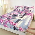 thumbnail image 3 of Homewish Pet Kitten Lovers Bed Sheets,Japanese Sakura King Sheets,Pink Cherry Blossom Sheet Set For Girl Teens,Ultra Soft Home Decor,4pcs, 3 of 7