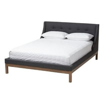 Bowery Hill Modern Fabric Upholstered Full Platform Bed in Dark Gray
