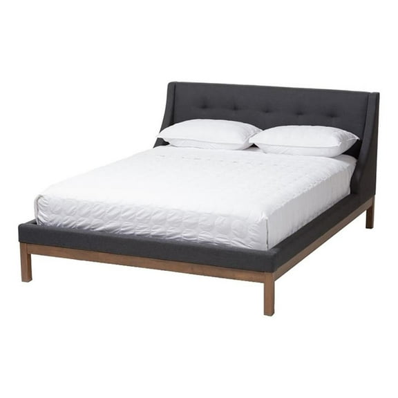 Bowery Hill Modern Fabric Upholstered Full Platform Bed in Dark Gray