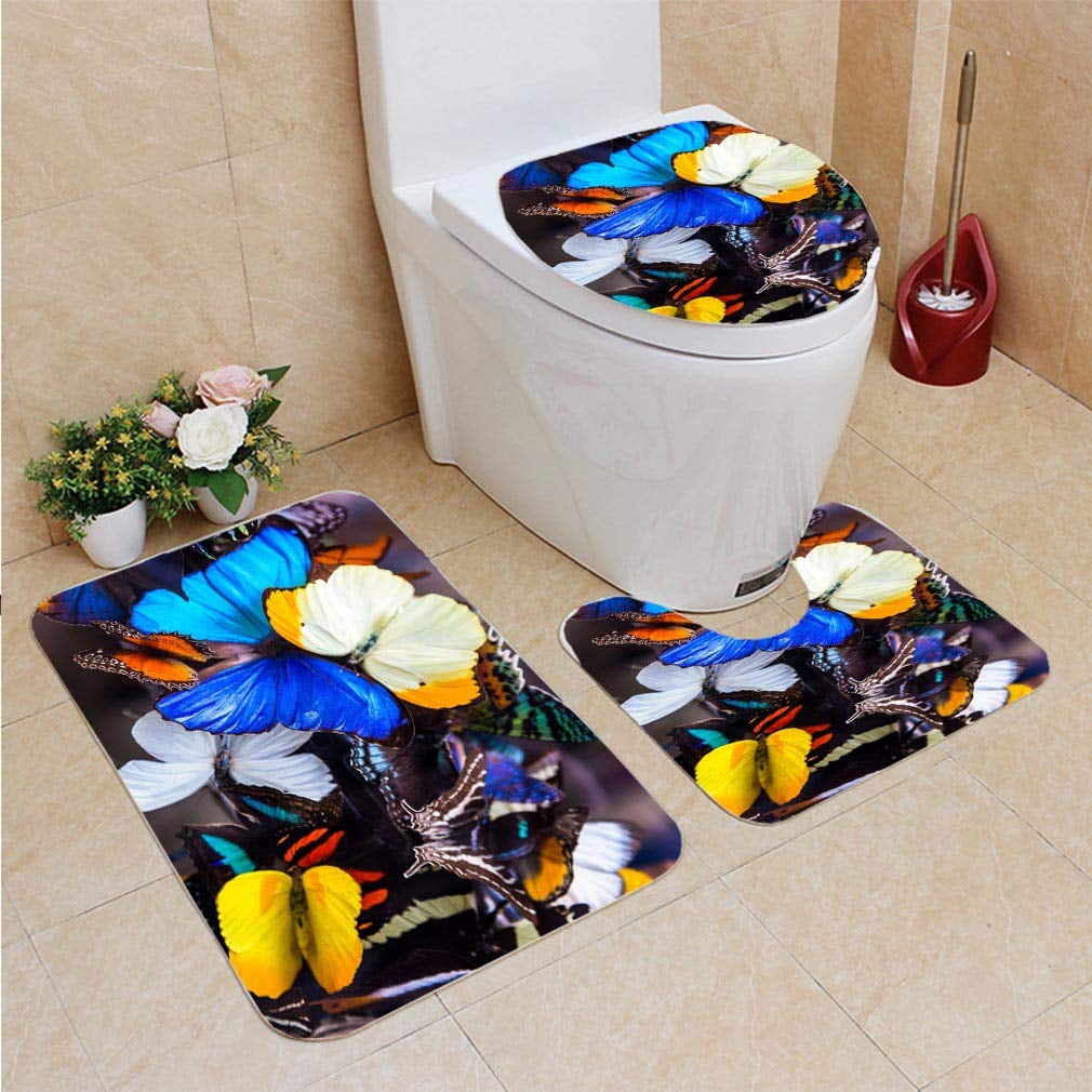 XDDJA Close up Brightly Coloured Butterflies in a Row 3 Piece Bathroom
