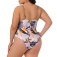 thumbnail image 4 of Agnes Orinda Women's Plus Size One-Piece Swimsuit Adjustable Spaghetti Straps Floral Tropical Pattern Swimwear Beach Bathing Suits  3X Light Purple, 4 of 9