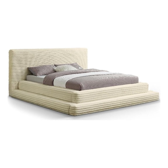 Meridian Furniture Drew Cream Corduroy Queen Bed
