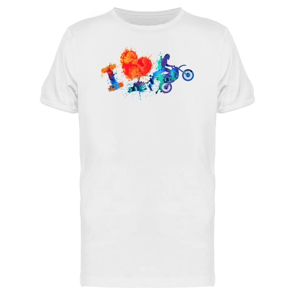 I Love Motorcycling Splash Paint T-Shirt Men -Image by Shutterstock, Male x-Large