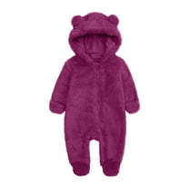aidice Toddler Baby Clothes Unisex Zipper Footed Onesie Fleece Hooded Boy Girl Cute Newborn Rompers