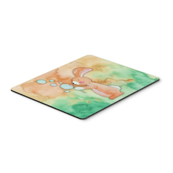 Rabbit and Bubbles Watercolor Mouse Pad Hot Pad or Trivet