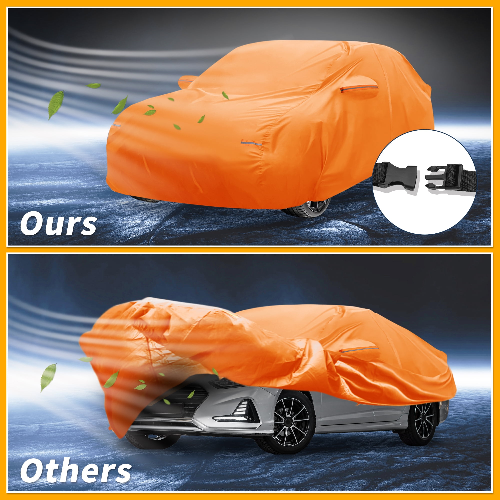 Unique Bargains Auto Cover Aluminum Film Orange 205.91"x58.27"x50.39"